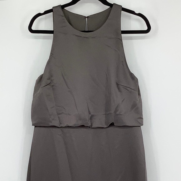 NEW! Dessy Collection Size 12 Charmeuse Trumpet Gown Caviar Gray $242 msrp J2-9 - Picture 7 of 10